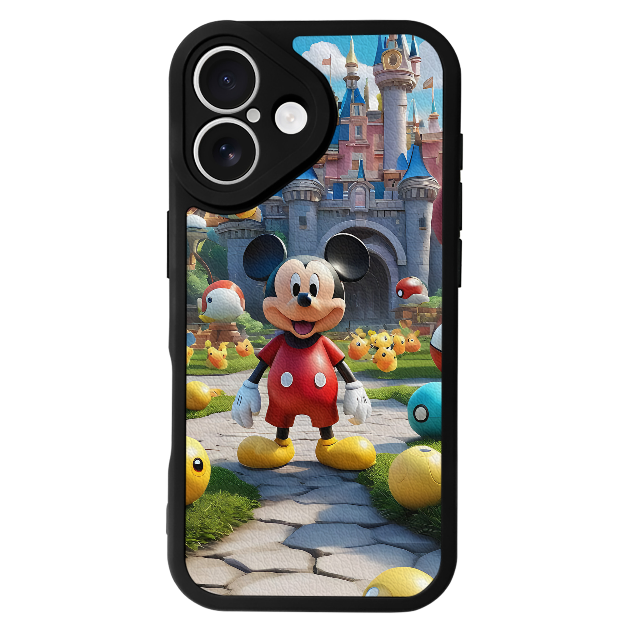 （画像用） ミッキーマウス Mickey Mouse 【iPhone 16シリーズ対応】シリコンスマホケース（レザー調） 材質：シリコン